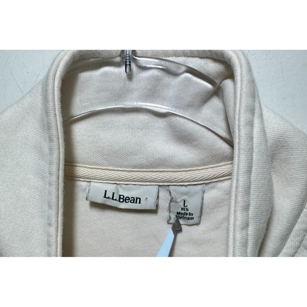 LL Bean Women Quilted Large Full-Zip Sweatshirt Classic Cream Soft - Picture 4 of 11